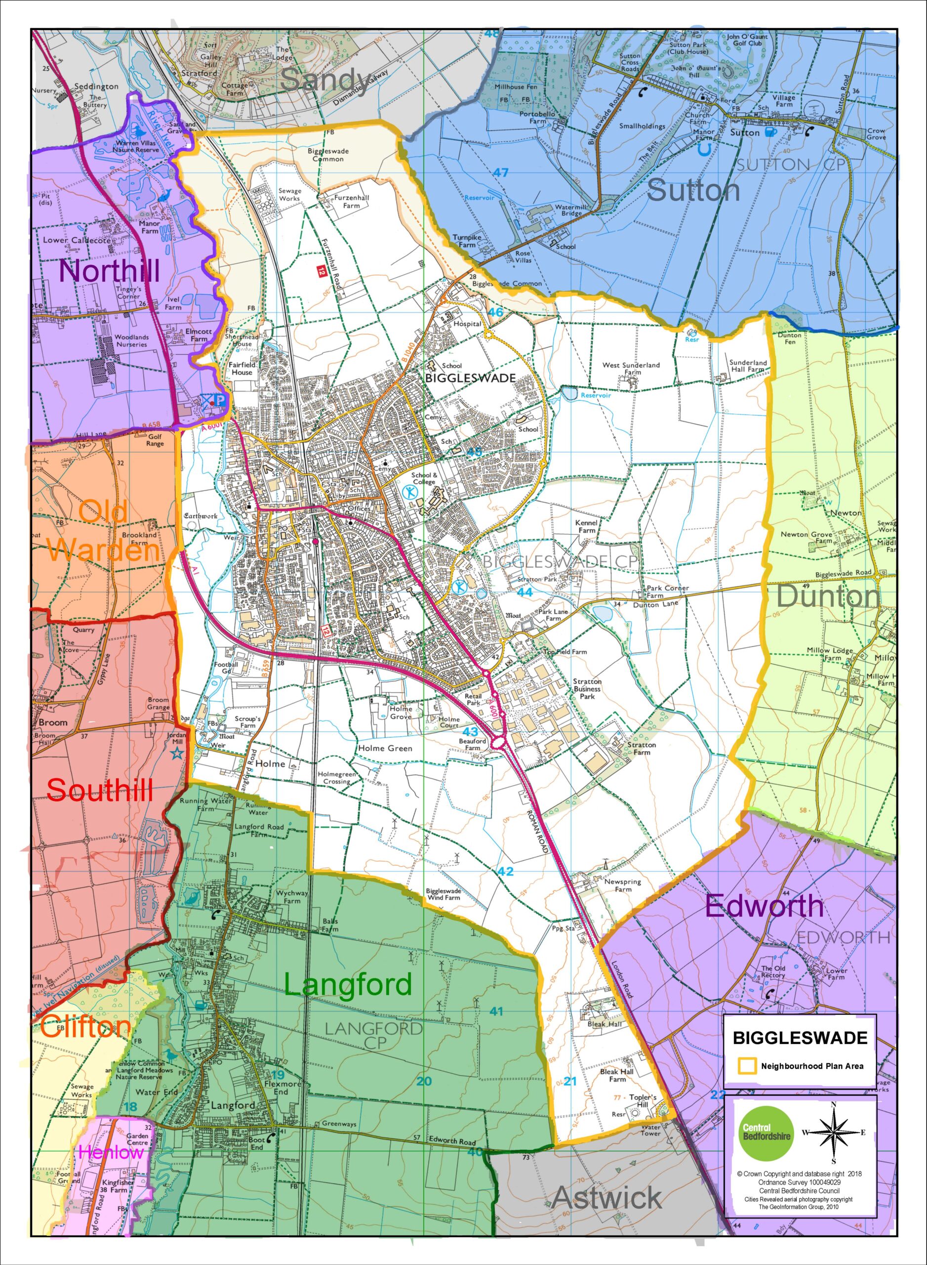 Community Governance Review 1 Appendix A Biggleswade Boundary Map with Parish and Town Boundaries Copy scaled